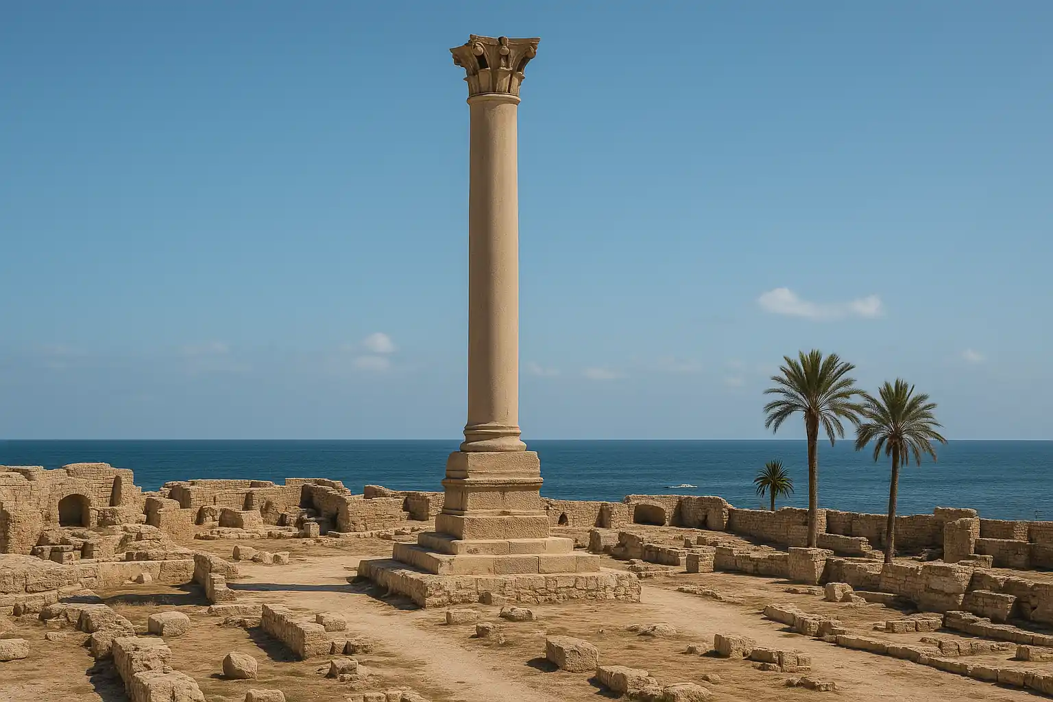 Pompey’s Pillar Alexandria Egypt, the towering Roman column standing as a symbol of Alexandria’s historical significance.